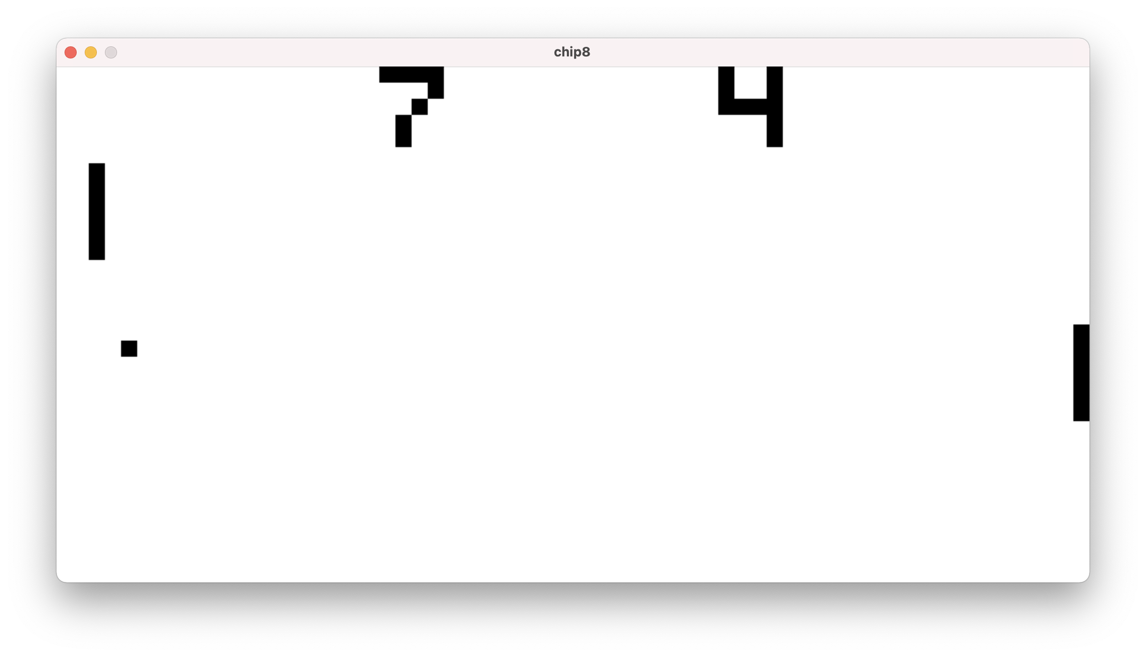 Screenshot of executing bin/chip8 pong.ch8