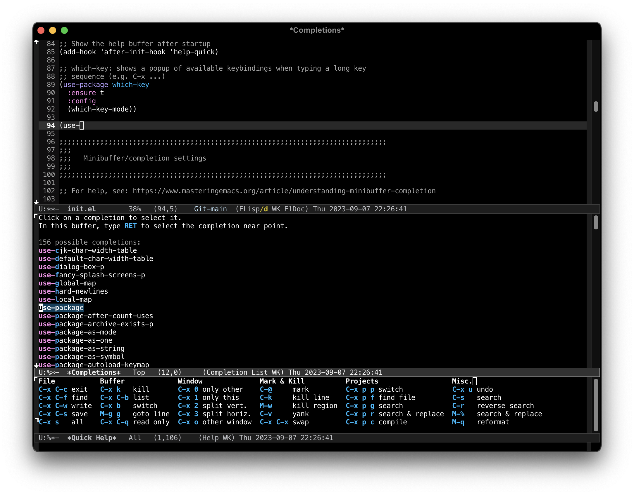 Still from the built-in completion interface, new with Emacs 29.1