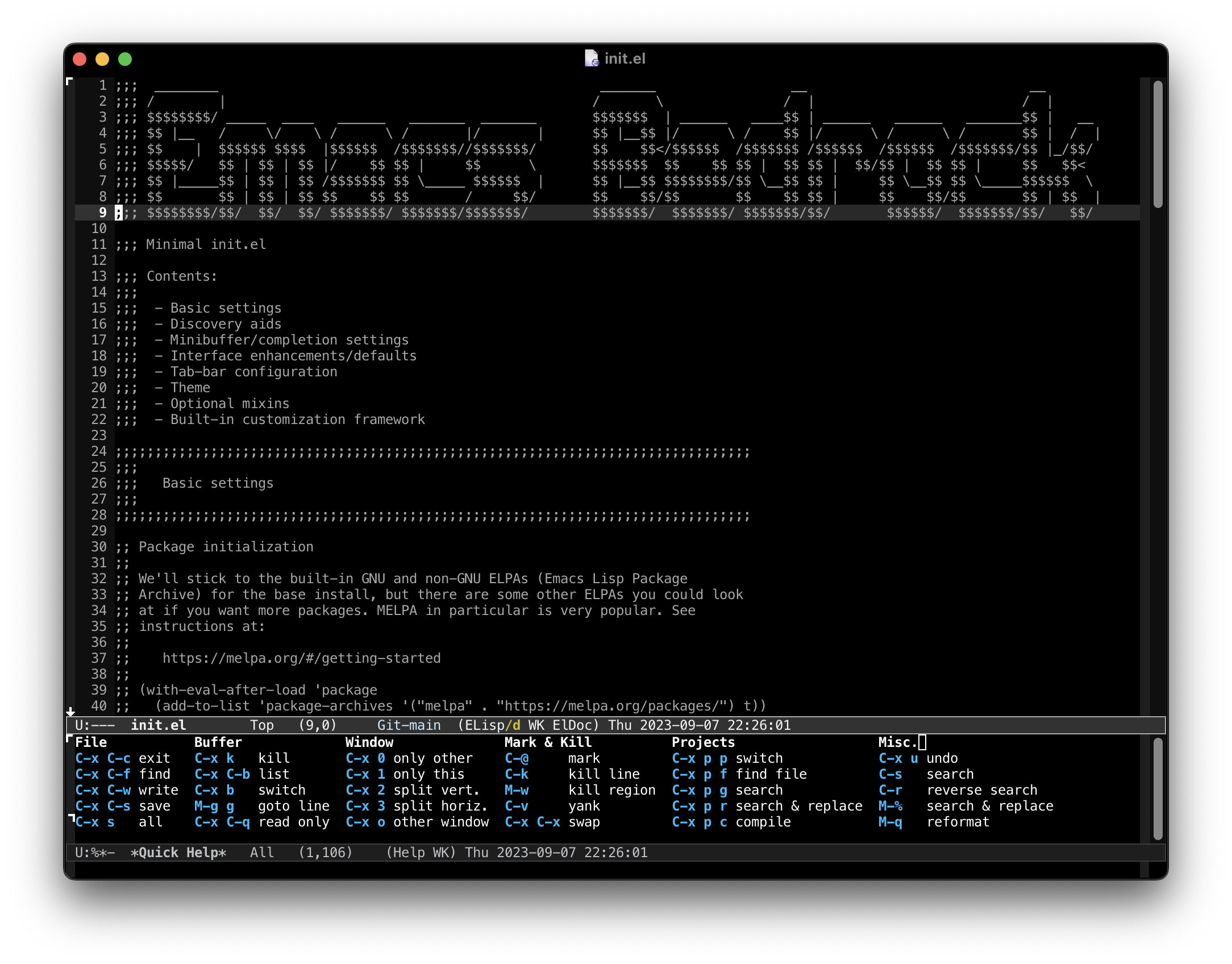 Editing the source code of Emacs Bedrock's init.el file while using Bedrock configuration