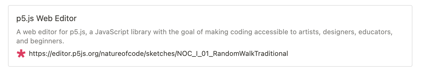 Screenshot showing an bookmark point to the p5.js web editor
