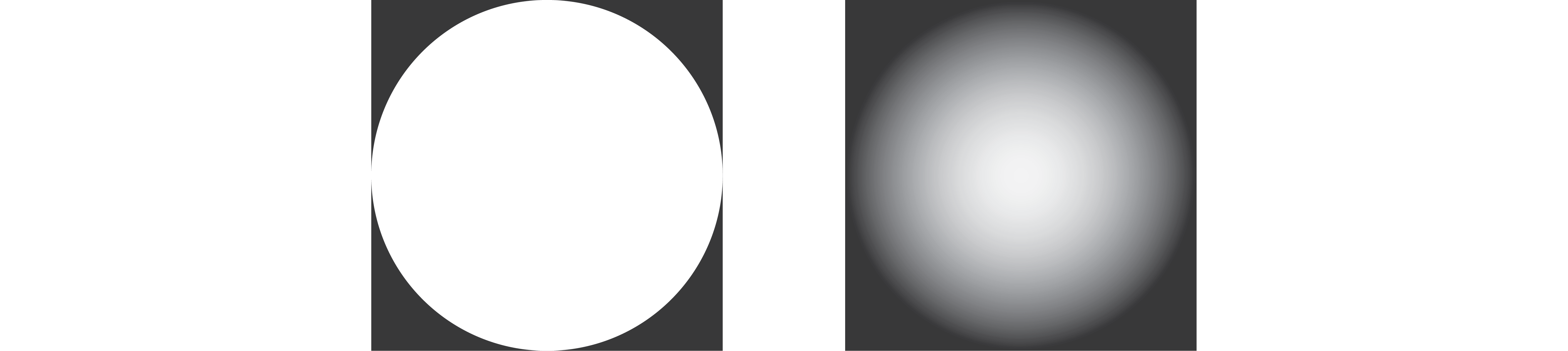 Figure 4.8: Two image textures: an all-white circle (left) and a fuzzy circle that fades out toward the edges (right)